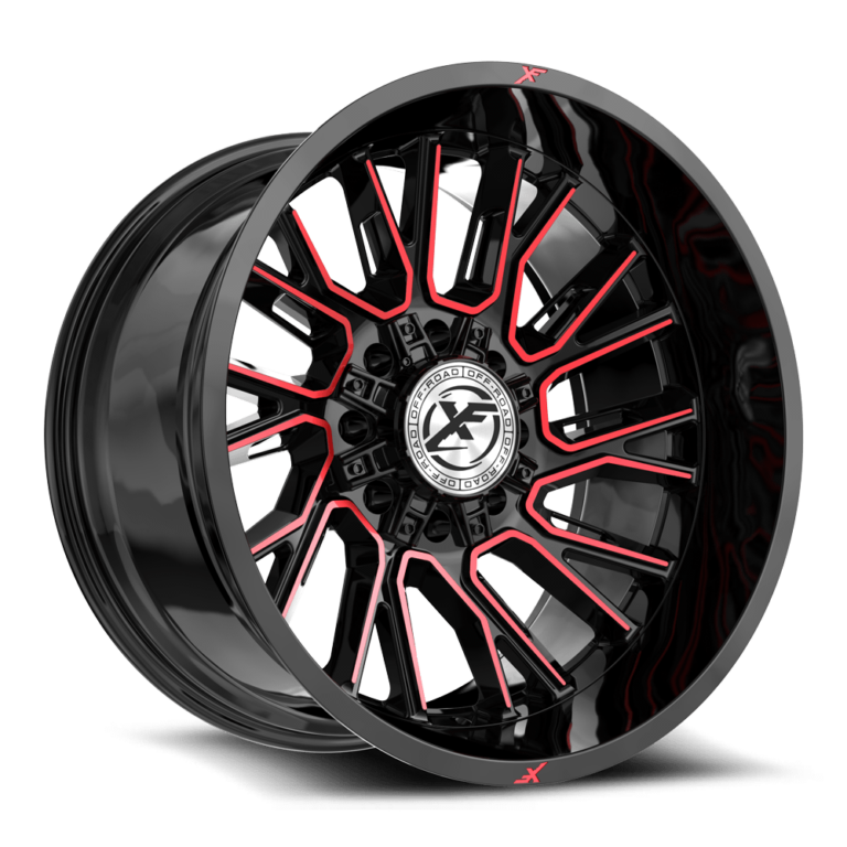 Gloss Black Red Milled 8 Lug