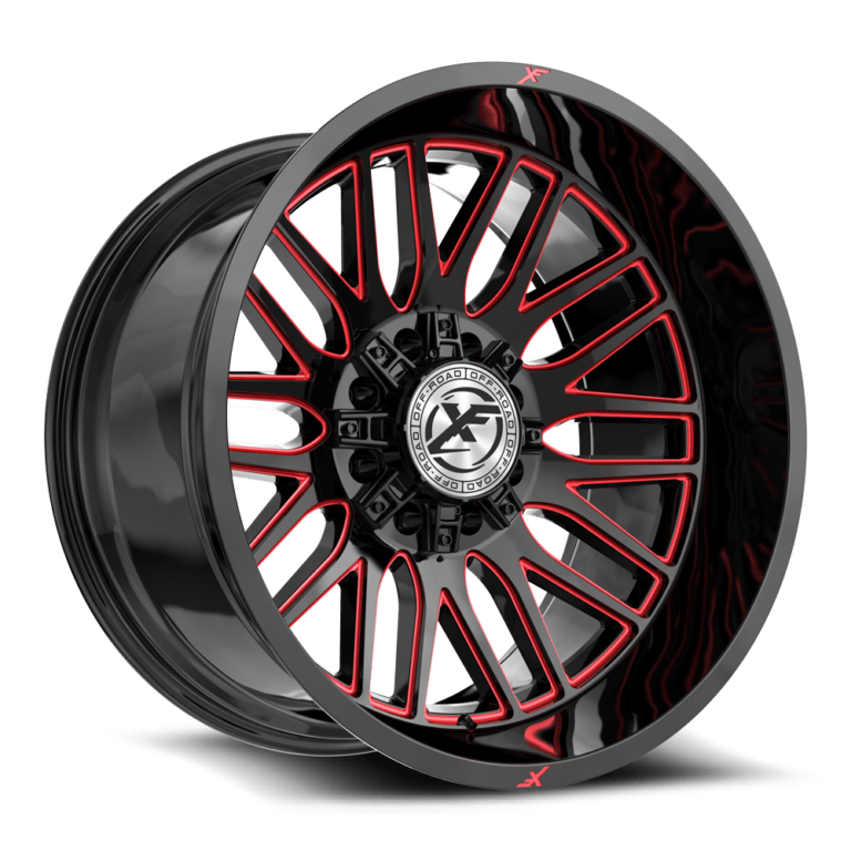 Gloss Black Red Milled 8 Lug